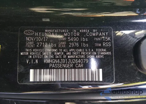 2018 Genesis G80 3.3T Sport z USA, uszkodzony, nr VIN KMHGN4JB1JU264079